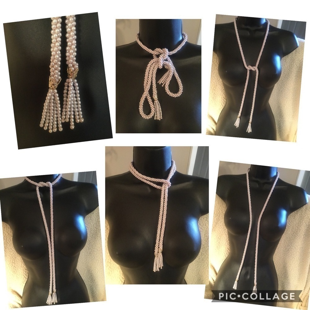 Beaded necklace with beaded fringe